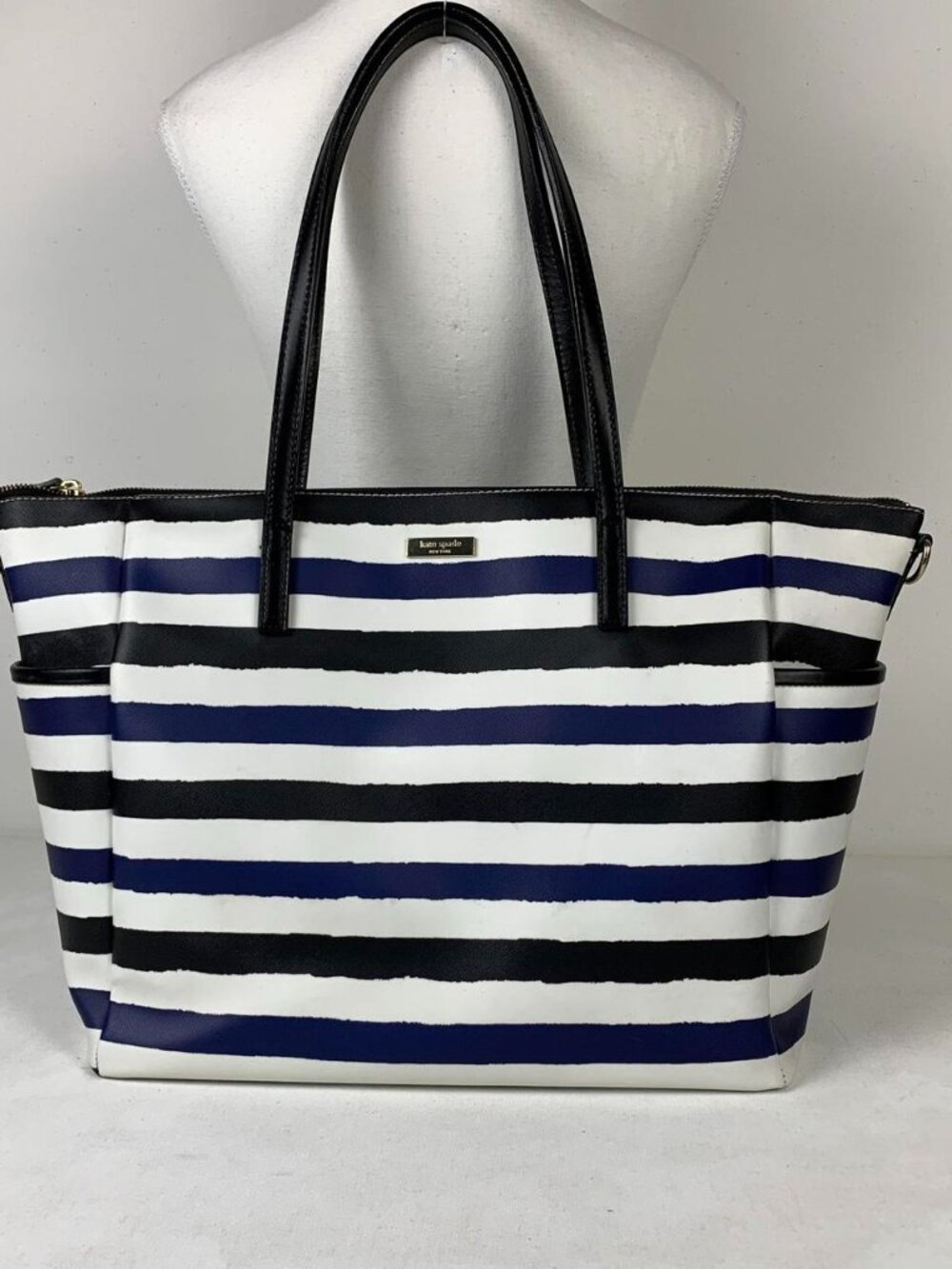 Kate Spade Navy Blue & White Striped Tote Bag - Stylish & Spacious!